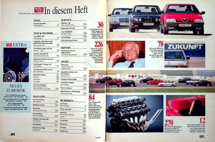 Inhaltsverzeichnis Auto Motor und Sport 19/1988