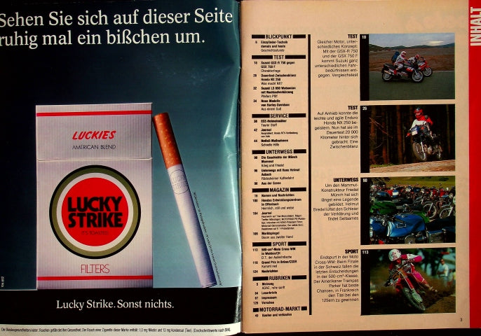 Inhaltsverzeichnis Motorrad 19/1989