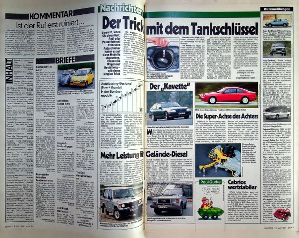 Inhaltsverzeichnis Auto Bild 19/1989