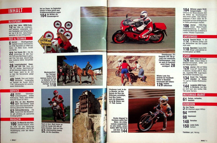 Inhaltsverzeichnis Motorrad 19/1990