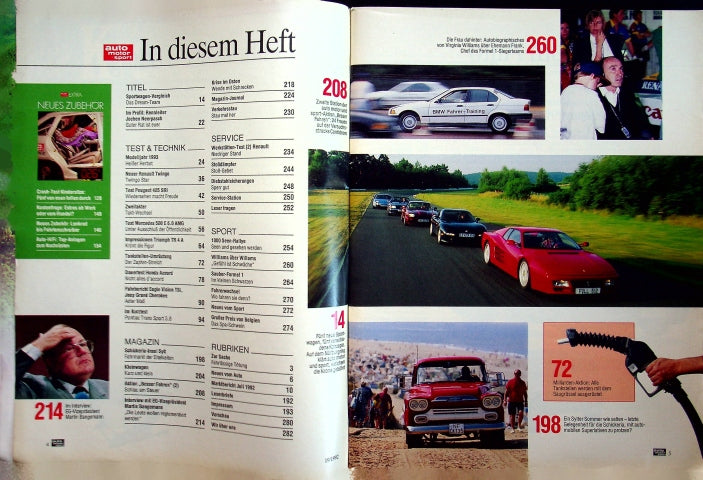 Inhaltsverzeichnis Auto Motor und Sport 19/1992