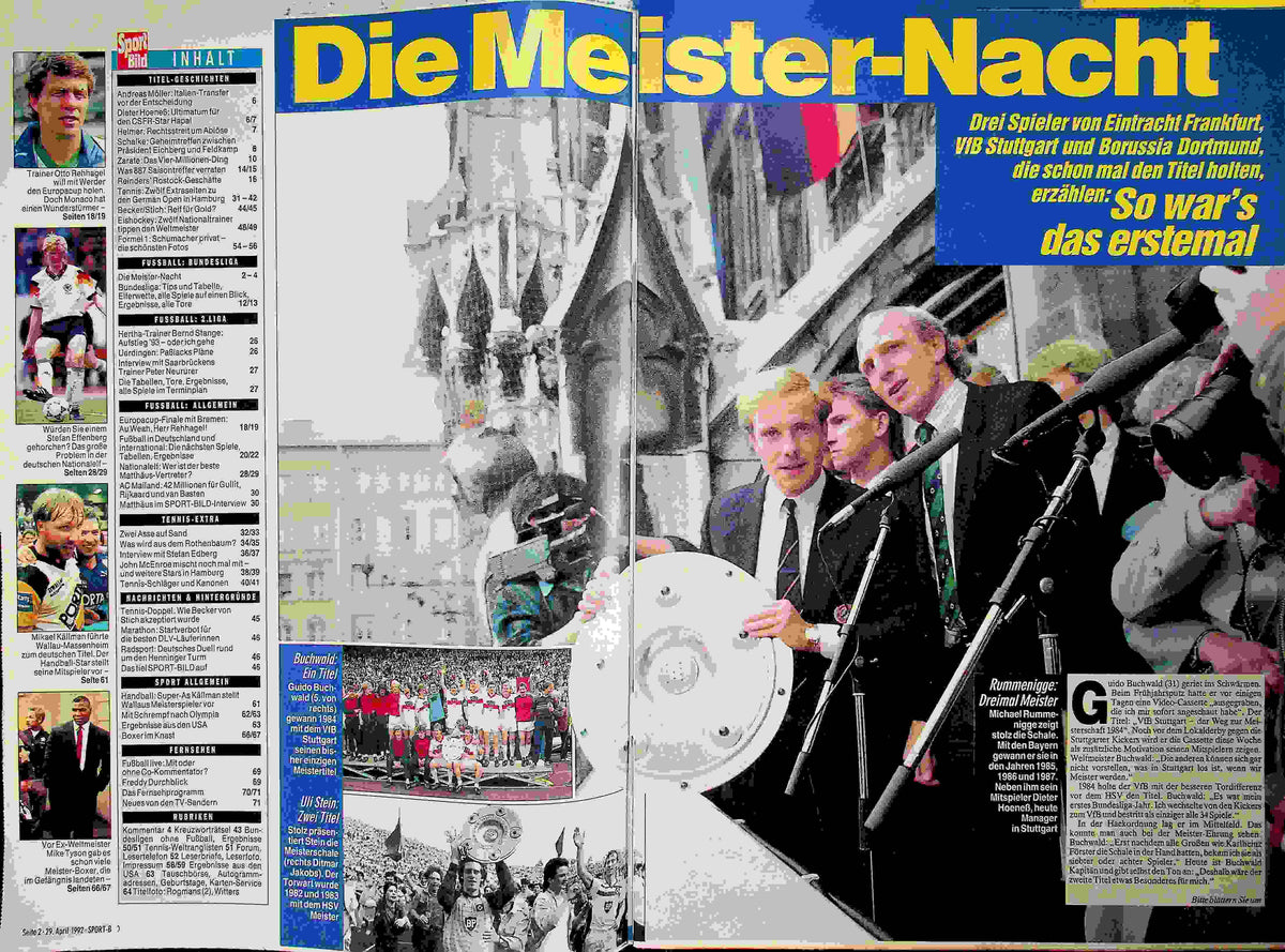 Inhaltsverzeichnis Sport Bild 19/1992