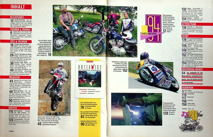 Inhaltsverzeichnis Motorrad 19/1993