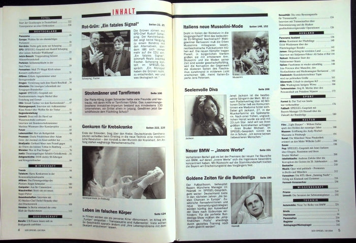Inhaltsverzeichnis Spiegel 19/1994
