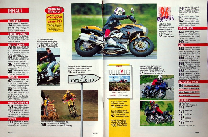 Inhaltsverzeichnis Motorrad 19/1995