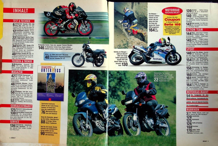Inhaltsverzeichnis Motorrad 19/1996