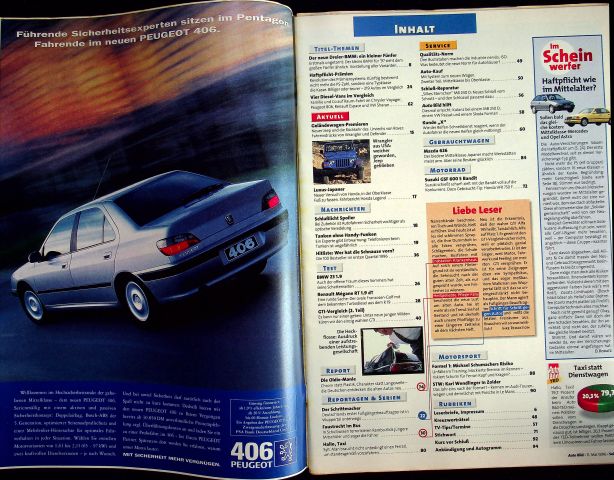 Inhaltsverzeichnis Auto Bild 19/1996