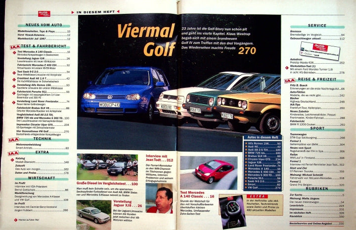 Inhaltsverzeichnis Auto Motor und Sport 19/1997