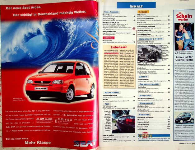 Inhaltsverzeichnis Auto Bild 19/1997