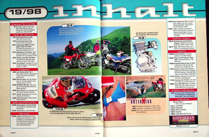 Inhaltsverzeichnis Motorrad 19/1998
