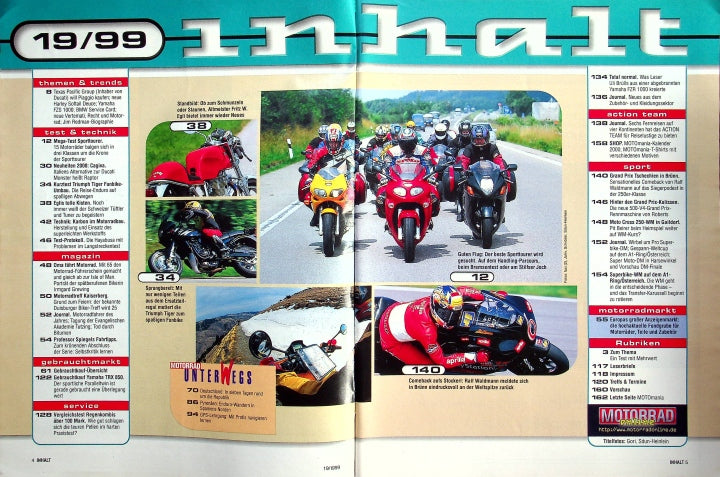 Inhaltsverzeichnis Motorrad 19/1999