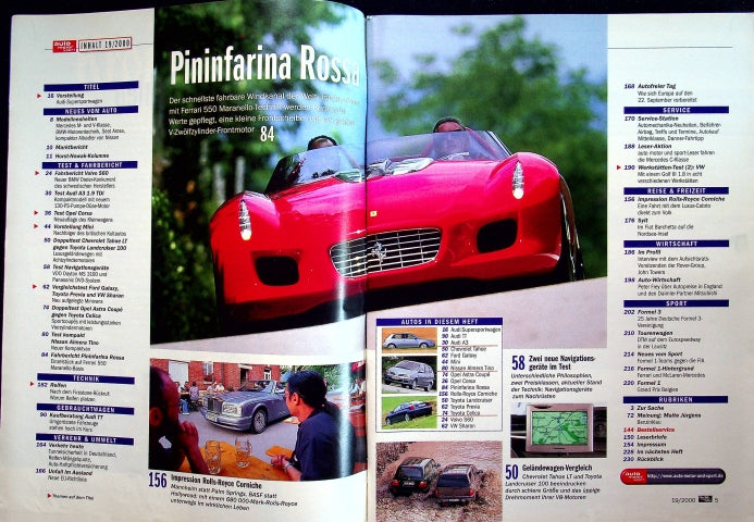 Inhaltsverzeichnis Auto Motor und Sport 19/2000