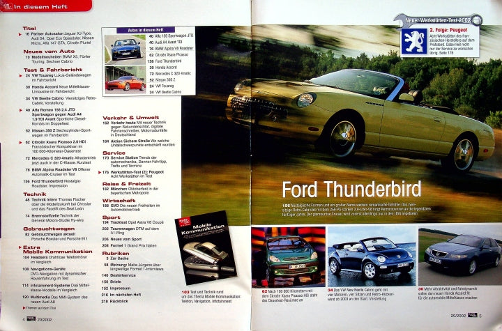 Inhaltsverzeichnis Auto Motor und Sport 19/2002