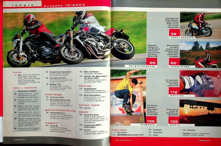 Inhaltsverzeichnis Motorrad 19/2003