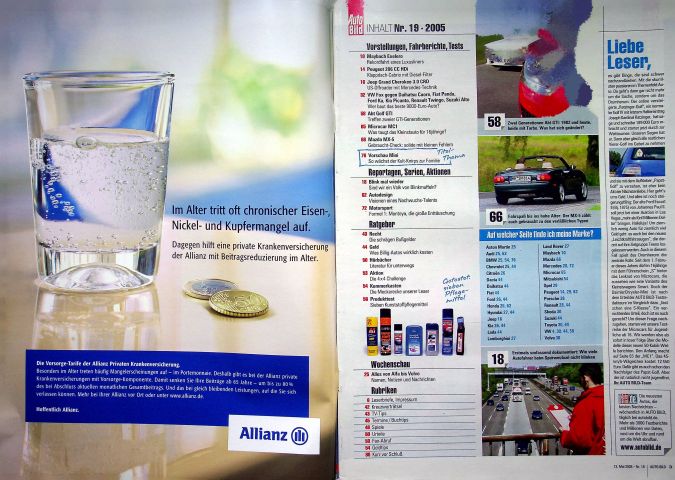Inhaltsverzeichnis Auto Bild 19/2005