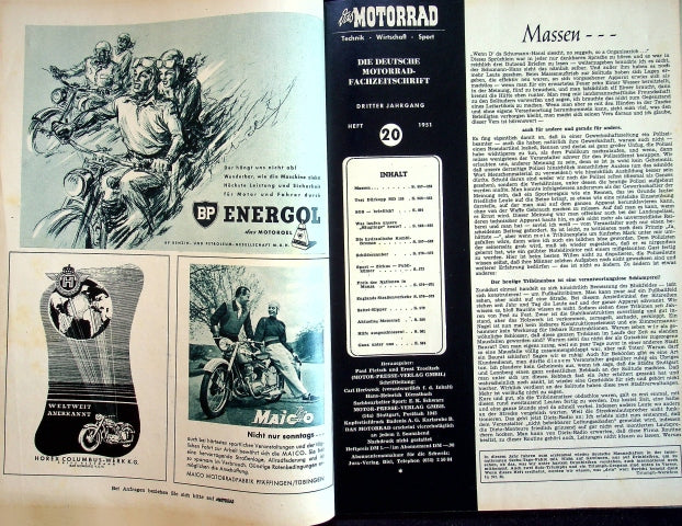 Inhaltsverzeichnis Motorrad 20/1951