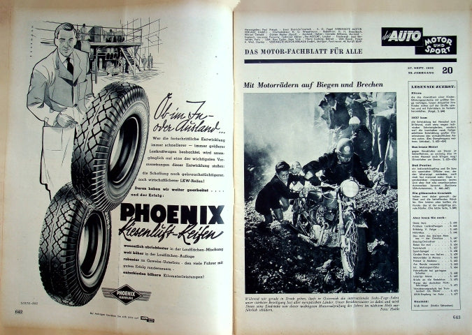 Inhaltsverzeichnis Auto Motor und Sport 20/1952
