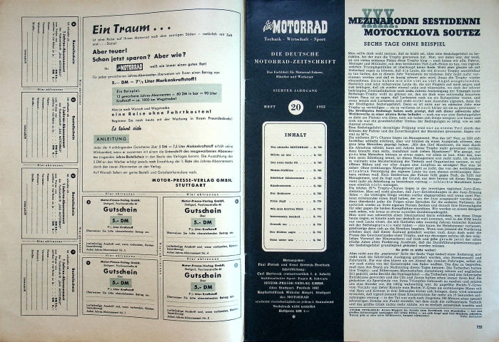 Inhaltsverzeichnis Motorrad 20/1955
