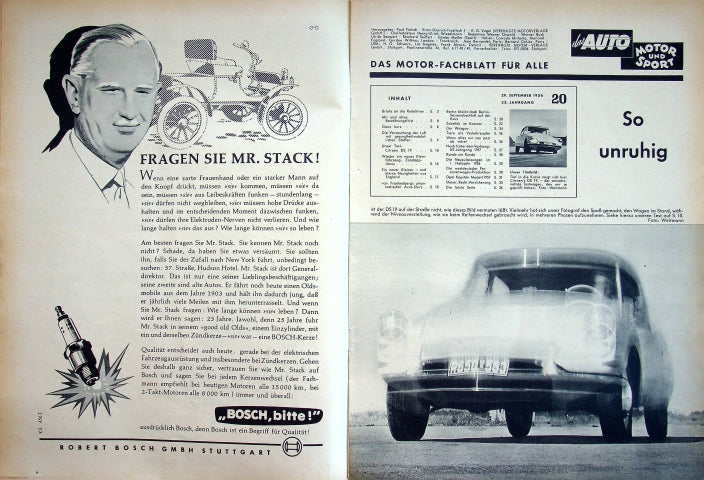 Inhaltsverzeichnis Auto Motor und Sport 20/1956