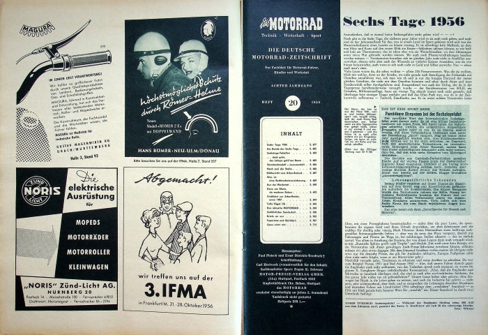 Inhaltsverzeichnis Motorrad 20/1956
