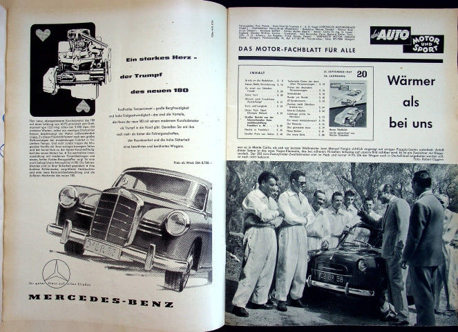 Inhaltsverzeichnis Auto Motor und Sport 20/1957