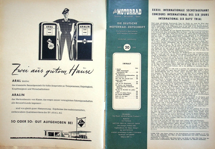 Inhaltsverzeichnis Motorrad 20/1958