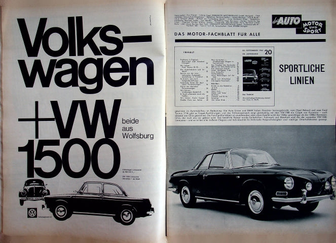 Inhaltsverzeichnis Auto Motor und Sport 20/1961