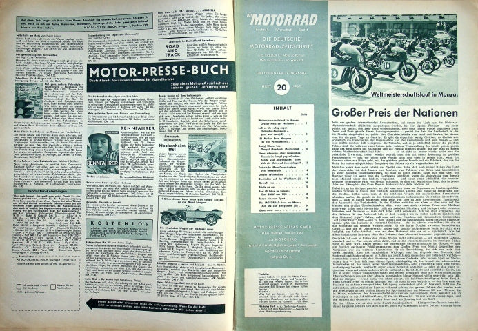 Inhaltsverzeichnis Motorrad 20/1961