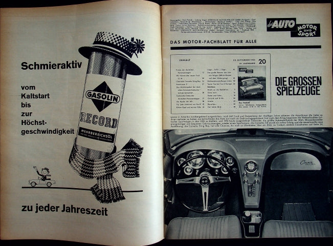 Inhaltsverzeichnis Auto Motor und Sport 20/1962
