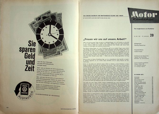 Inhaltsverzeichnis Motor Rundschau 20/1962