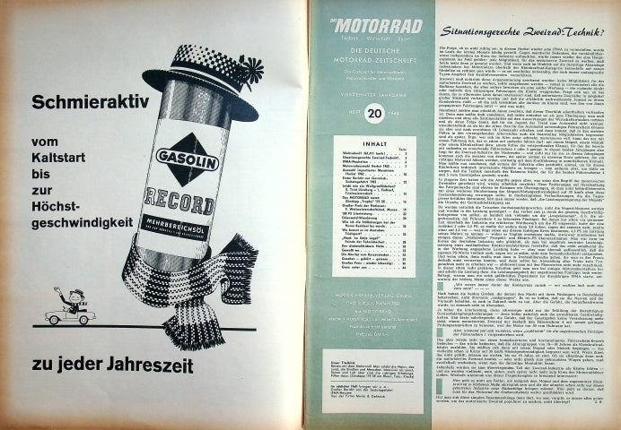 Inhaltsverzeichnis Motorrad 20/1962