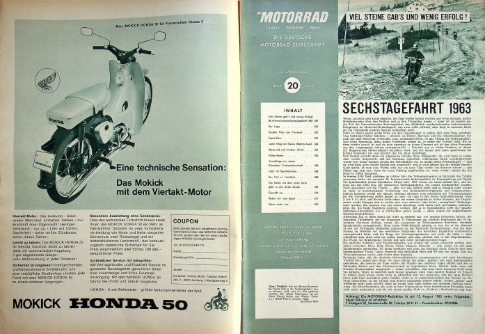 Inhaltsverzeichnis Motorrad 20/1963