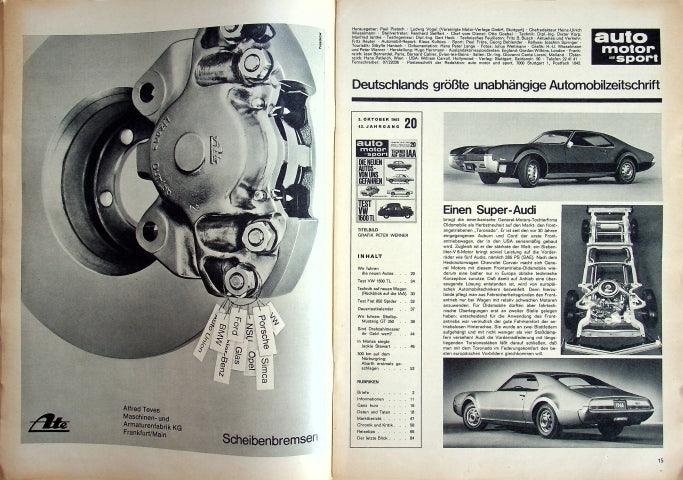 Inhaltsverzeichnis Auto Motor und Sport 20/1965