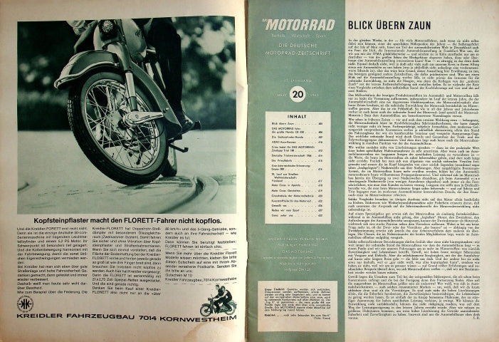 Inhaltsverzeichnis Motorrad 20/1965