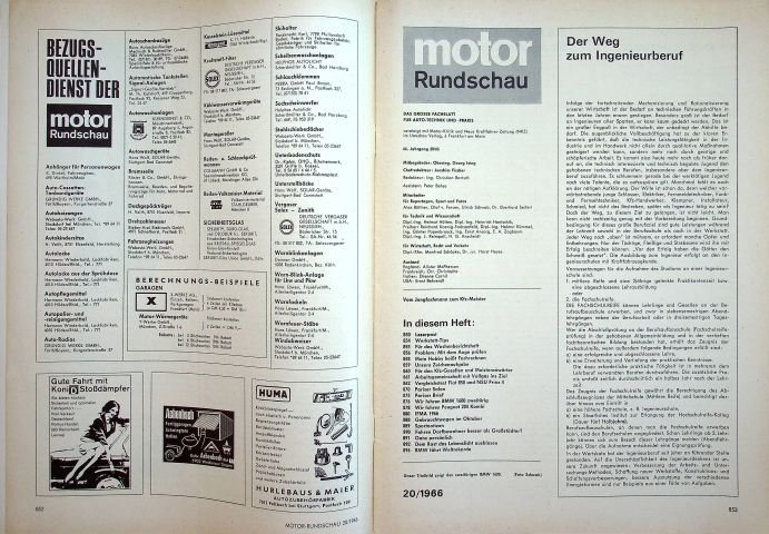 Inhaltsverzeichnis Motor Rundschau 20/1966