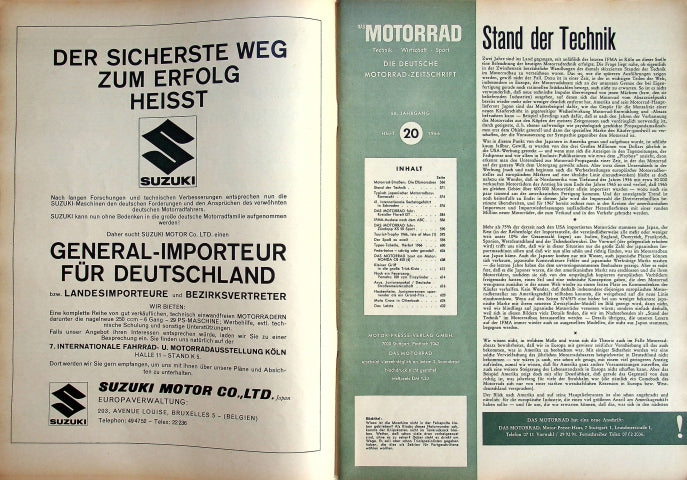 Inhaltsverzeichnis Motorrad 20/1966