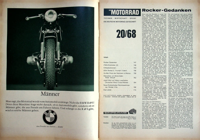 Inhaltsverzeichnis Motorrad 20/1968