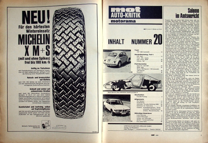 Inhaltsverzeichnis MOT 20/1968