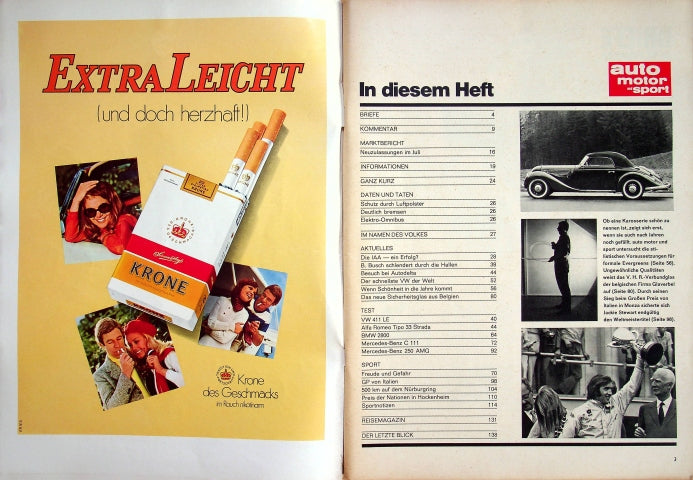 Inhaltsverzeichnis Auto Motor und Sport 20/1969