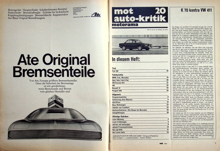 Inhaltsverzeichnis MOT 20/1969