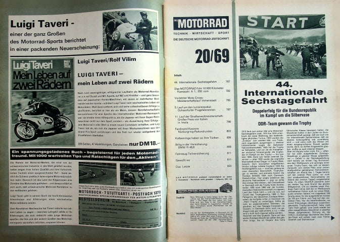 Inhaltsverzeichnis Motorrad 20/1969