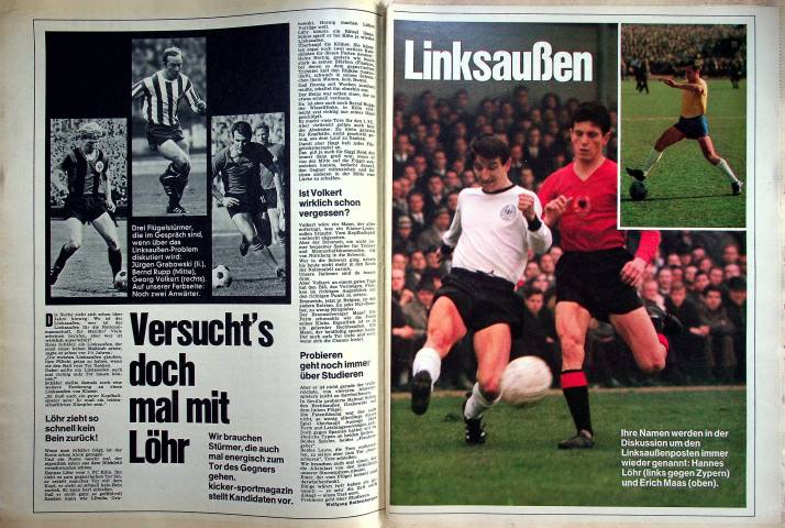 Inhaltsverzeichnis Kicker 20/1970