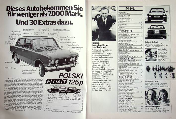 Inhaltsverzeichnis Autozeitung 20/1973