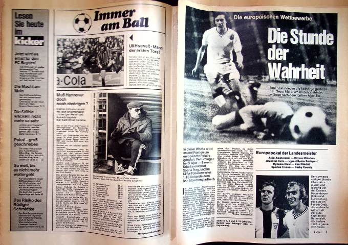 Inhaltsverzeichnis Kicker 20/1973