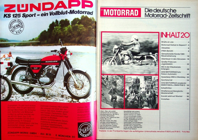 Inhaltsverzeichnis Motorrad 20/1974