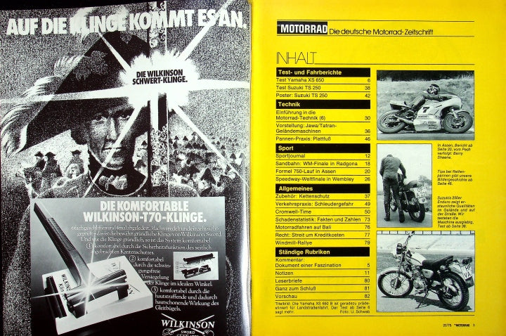 Inhaltsverzeichnis Motorrad 20/1975