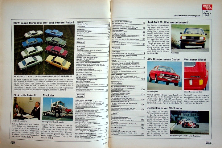 Inhaltsverzeichnis Auto Motor und Sport 20/1976