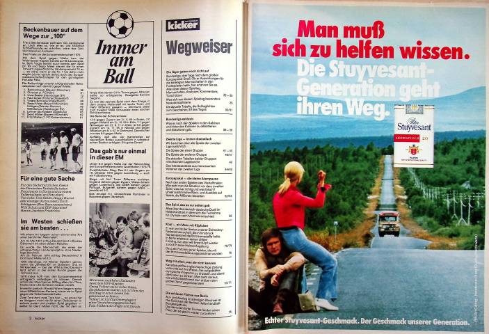 Inhaltsverzeichnis Kicker 20/1976