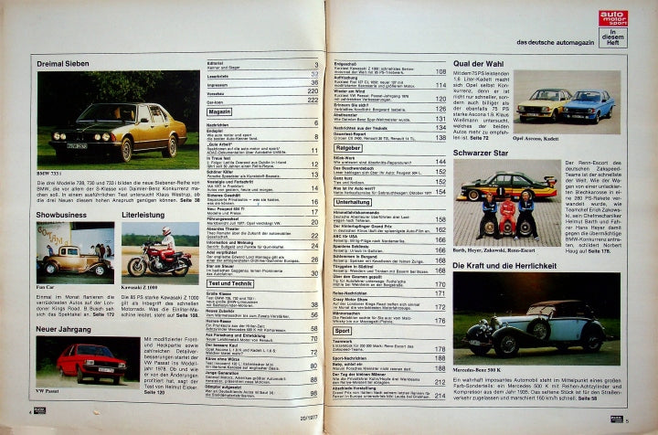 Inhaltsverzeichnis Auto Motor und Sport 20/1977