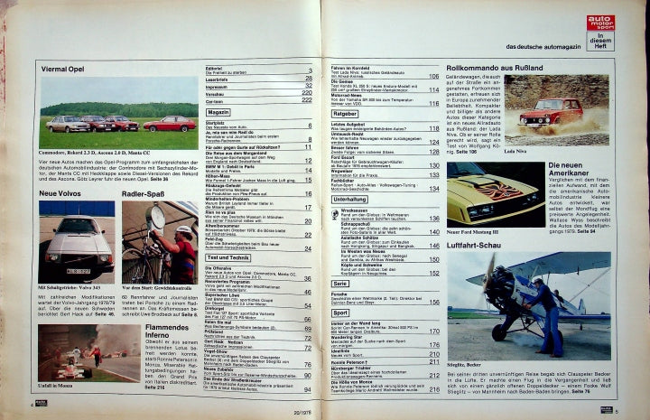 Inhaltsverzeichnis Auto Motor und Sport 20/1978